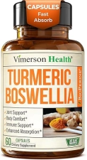 VIMERSON HEALTH TURMERIC CURCUMIN WITH BOSWELLIA, GINGER, BLACK PEPPER 95 CURCUMINOIDS, 60 GLUTEN-FREE CAPSULES