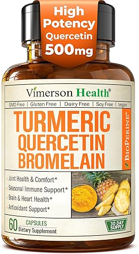 VIMERSON HEALTH QUERCETIN 500MG WITH BROMELAIN, TURMERIC CURCUMIN BLACK PEPPER ALLERGY, JOINT IMMUNE SUPPORT 60 CAPS