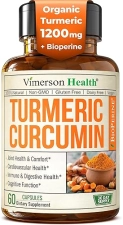 VIMERSON HEALTH ORGANIC TURMERIC CURCUMIN 1200MG WITH BLACK PEPPER 95 CURCUMINOIDS, JOINT SUPPORT, 60 VEGAN CAPS