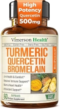 VIMERSON HEALTH QUERCETIN 500MG WITH BROMELAIN, TURMERIC CURCUMIN BIOPERINE ALLERGY, JOINT IMMUNE SUPPORT 60 CAPSULE