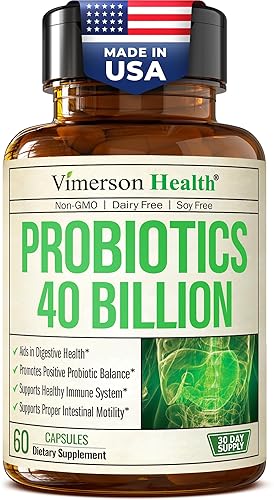VIMERSON HEALTH PROBIOTICS PREBIOTICS FOR WOMEN MEN, 40 BILLION CFU, GUT IMMUNE HEALTH, DAIRY-FREE SUPPLEMENT