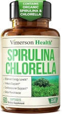 VIMERSON HEALTH ORGANIC SPIRULINA CHLORELLA CAPSULES VEGAN SUPERFOOD FOR IMMUNE, ENERGY ANTIOXIDANT SUPPORT, 60CT