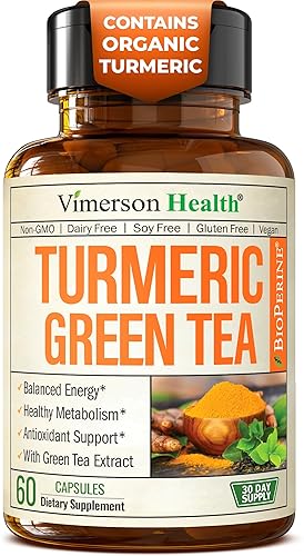 VIMERSON HEALTH TURMERIC CURCUMIN WITH GREEN TEA EXTRACT, VITAMIN C BLACK PEPPER JOINT SUPPORT 60 CAPSULES