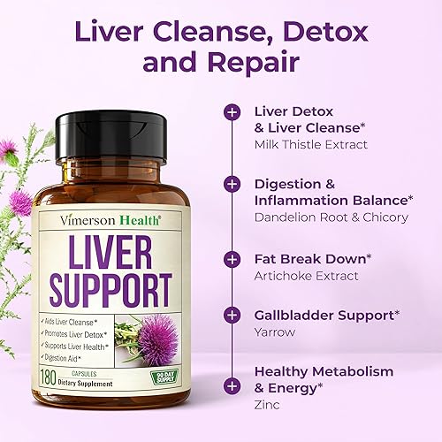 VIMERSON HEALTH VEGAN LIVER CLEANSE DETOX SUPPLEMENT WITH MILK THISTLE, DANDELION ROOT ARTICHOKE 180 CAPSULES
