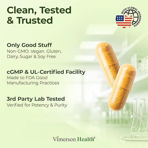 VIMERSON HEALTH TURMERIC CURCUMIN CAPSULES WITH GREEN TEA, VITAMIN C BLACK PEPPER FOR JOINT HEALTH, 60 COUNT