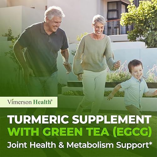 VIMERSON HEALTH TURMERIC CURCUMIN CAPSULES WITH GREEN TEA, VITAMIN C BLACK PEPPER FOR JOINT HEALTH, 60 COUNT