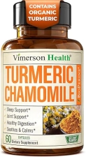 VIMERSON HEALTH ORGANIC TURMERIC CHAMOMILE CAPSULES FOR SLEEP, RELAXATION, STRESS, JOINT DIGESTIVE SUPPORT - 60CT