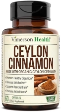 VIMERSON HEALTH ORGANIC CEYLON CINNAMON CAPSULES TRUE CINNAMON SUPPLEMENT FOR INFLAMMATION, METABOLISM ANTIOXIDANTS,