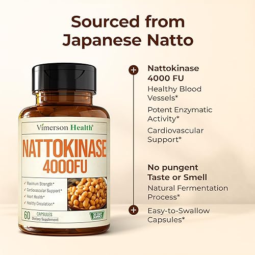 VIMERSON HEALTH NATTOKINASE 4000 FU SUPPLEMENT VEGAN HEART CIRCULATION SUPPORT, NON-GMO, 60 CAPSULES
