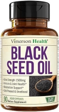 VIMERSON HEALTH BLACK SEED OIL CAPSULES 1500MG COLD PRESSED, VEGAN, OMEGA 3-6-9, IMMUNE JOINT SUPPORT, 90CT