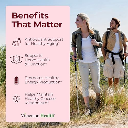 VIMERSON HEALTH ALPHA LIPOIC ACID 650MG HIGH POTENCY ANTIOXIDANT FOR NERVE BRAIN HEALTH VEGAN, 60 CAPSULES