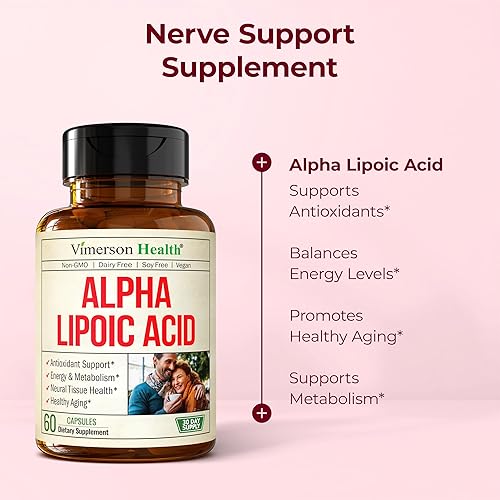 VIMERSON HEALTH ALPHA LIPOIC ACID 650MG HIGH POTENCY ANTIOXIDANT FOR NERVE BRAIN HEALTH VEGAN, 60 CAPSULES