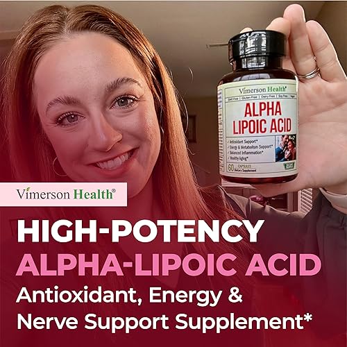 VIMERSON HEALTH ALPHA LIPOIC ACID 650MG HIGH POTENCY ANTIOXIDANT FOR NERVE BRAIN HEALTH VEGAN, 60 CAPSULES