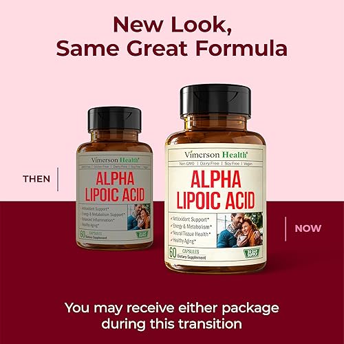 VIMERSON HEALTH ALPHA LIPOIC ACID 650MG HIGH POTENCY ANTIOXIDANT FOR NERVE BRAIN HEALTH VEGAN, 60 CAPSULES