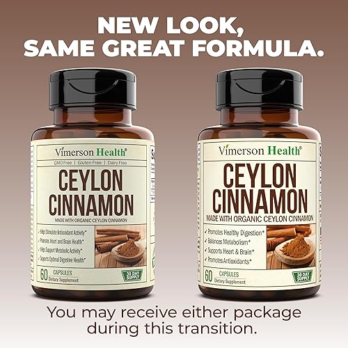 VIMERSON HEALTH ORGANIC CEYLON CINNAMON CAPSULES TRUE CINNAMON SUPPLEMENT FOR INFLAMMATION, METABOLISM ANTIOXIDANT S