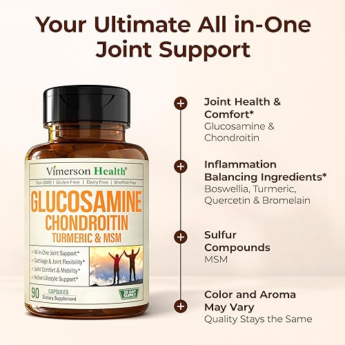 VIMERSON HEALTH GLUCOSAMINE CHONDROITIN MSM JOINT SUPPORT SUPPLEMENT 1500MG, 90 CAPSULES FOR MEN WOMEN