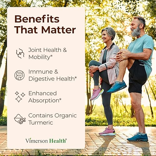 VIMERSON HEALTH ORGANIC TURMERIC CURCUMIN 1400MG WITH BLACK PEPPER 95 CURCUMINOIDS, JOINT DIGESTIVE SUPPORT, 60 VEGA