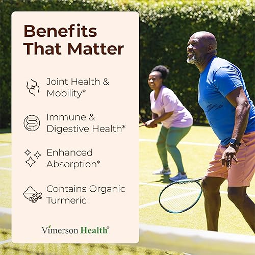 VIMERSON HEALTH ORGANIC TURMERIC CURCUMIN 1200MG WITH BLACK PEPPER 95 CURCUMINOIDS FOR JOINT DIGESTIVE SUPPORT 60 CA