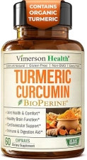 VIMERSON HEALTH ORGANIC TURMERIC CURCUMIN 1200MG WITH BLACK PEPPER 95 CURCUMINOIDS FOR JOINT DIGESTIVE SUPPORT 60 CA