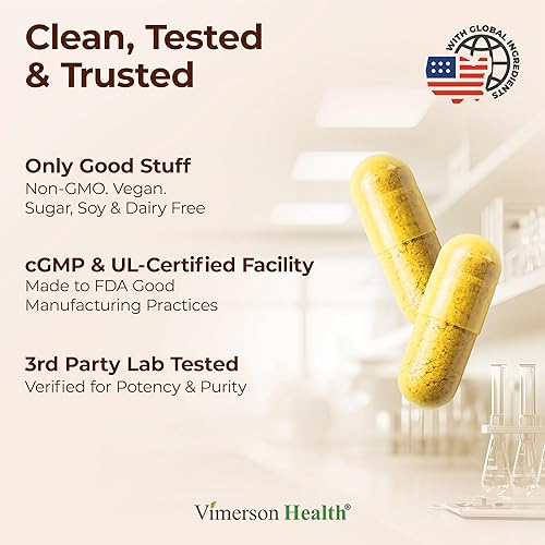 VIMERSON HEALTH ORGANIC TURMERIC CURCUMIN 1200MG WITH BLACK PEPPER 95 CURCUMINOIDS FOR JOINT DIGESTIVE SUPPORT 60 CA