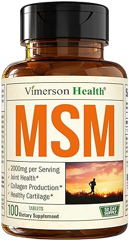 VIMERSON HEALTH MSM 2000MG JOINT SUPPORT SUPPLEMENT CARTILAGE HEALTH, INFLAMMATION RELIEF, VEGAN, 50 DAYS