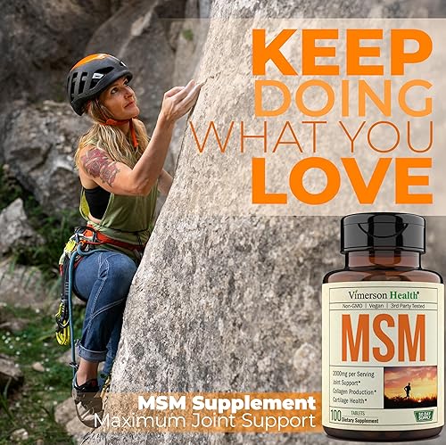 VIMERSON HEALTH MSM 2000MG JOINT SUPPORT SUPPLEMENT CARTILAGE HEALTH, INFLAMMATION RELIEF, VEGAN, 50 DAYS