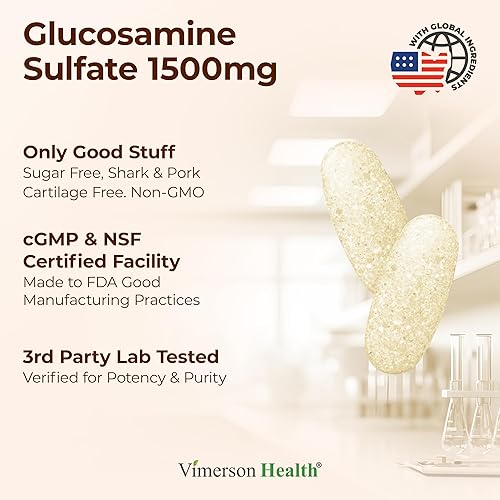 VIMERSON HEALTH GLUCOSAMINE SULFATE 1500MG TABLETS FSA ELIGIBLE JOINT SUPPORT FOR CARTILAGE, BONE DISCOMFORT RELIEF