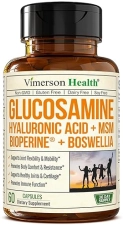 VIMERSON HEALTH GLUCOSAMINE SULFATE JOINT SUPPLEMENT WITH HYALURONIC ACID, MSM, BOSWELLIA BLACK PEPPER, 60 CAPS