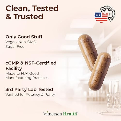 VIMERSON HEALTH LION S MANE MUSHROOM CAPSULES FOCUS, ENERGY IMMUNE SUPPORT NON-GMO, VEGAN, 60 COUNT