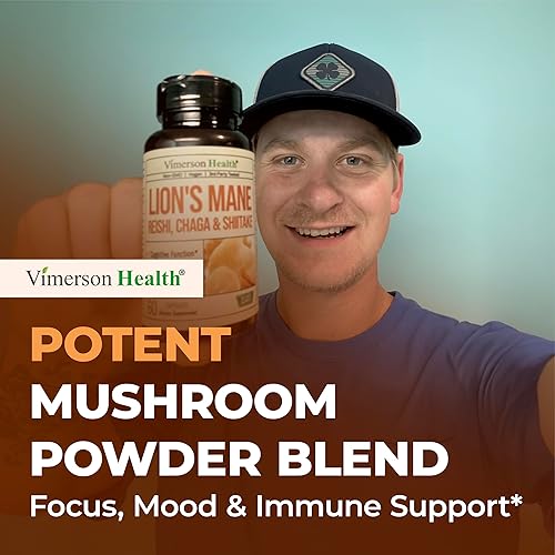 VIMERSON HEALTH LION S MANE MUSHROOM CAPSULES FOCUS, ENERGY IMMUNE SUPPORT NON-GMO, VEGAN, 60 COUNT