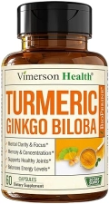VIMERSON HEALTH GINKGO BILOBA TURMERIC CURCUMIN CAPSULES WITH BLACK PEPPER VEGAN SUPPLEMENT FOR MEMORY JOINTS