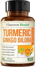VIMERSON HEALTH GINKGO BILOBA TURMERIC CURCUMIN CAPSULES WITH BLACK PEPPER VEGAN SUPPLEMENT FOR BRAIN, MEMORY JOINT