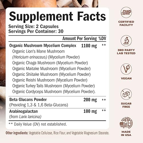 VIMERSON HEALTH 7-IN-1 MUSHROOM COMPLEX SUPPLEMENT LION S MANE, TURKEY TAIL, REISHI, CORDYCEPS MORE FOR FOCUS ENERGY