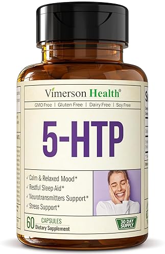 VIMERSON HEALTH 5-HTP 200MG SEROTONIN SUPPLEMENT FOR SLEEP, MOOD STRESS SUPPORT 60 CAPSULES, MADE IN USA