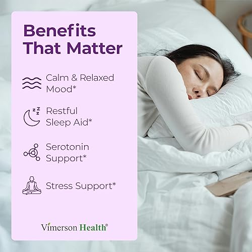 VIMERSON HEALTH 5-HTP 200MG SEROTONIN SUPPLEMENT FOR SLEEP, MOOD STRESS SUPPORT 60 CAPSULES, MADE IN USA