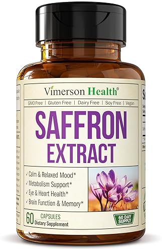 VIMERSON HEALTH SAFFRON SUPPLEMENTS 88.5MG FOR MOOD EYE HEALTH VEGAN CAPSULES FOR WOMEN MEN, 60 COUNT