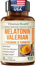 VIMERSON HEALTH MELATONIN 3MG SLEEP AID WITH L-THEANINE, VALERIAN, TURMERIC CURCUMIN, GINGER BLACK PEPPER 60 CAPS