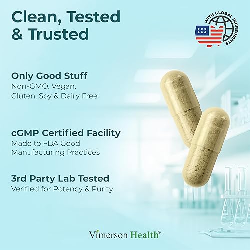 VIMERSON HEALTH STRESS RELIEF SUPPLEMENT 5-HTP, ASHWAGANDHA, GABA, B-VITAMINS CALM, MOOD SLEEP SUPPORT, 60 VEG CAPS