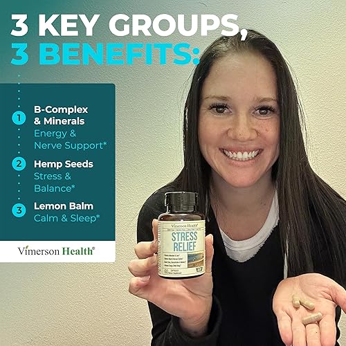 VIMERSON HEALTH STRESS RELIEF SUPPLEMENT 5-HTP, ASHWAGANDHA, GABA, B-VITAMINS CALM, MOOD SLEEP SUPPORT, 60 VEG CAPS
