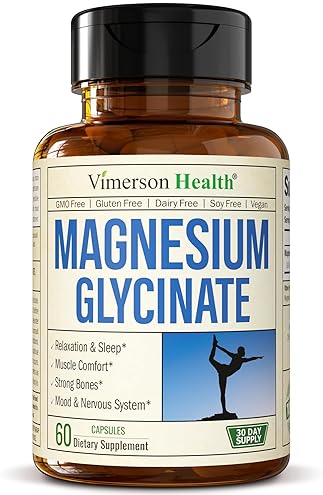 VIMERSON HEALTH MAGNESIUM GLYCINATE 200MG CHELATED, HIGH ABSORPTION SUPPLEMENT FOR SLEEP, RELAXATION, WOMEN 60 VEGAN