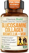 VIMERSON HEALTH GLUCOSAMINE CHONDROITIN MSM COLLAGEN CAPSULES FOR JOINT, HAIR, SKIN NAIL SUPPORT 120 FSA CAPS