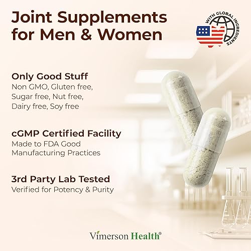 VIMERSON HEALTH GLUCOSAMINE SULFATE JOINT SUPPORT WITH HYALURONIC ACID, BOSWELLIA, MSM BLACK PEPPER 60 CAPS