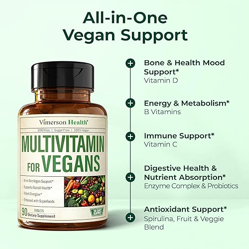 VIMERSON HEALTH VEGAN MULTIVITAMIN TABLETS FOR WOMEN MEN 23 ESSENTIAL VITAMINS MINERALS FOR WELLNESS, 90 CT