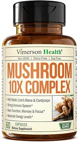 VIMERSON HEALTH 10-IN-1 MUSHROOM SUPPLEMENT LION S MANE, TURKEY TAIL, REISHI, CHAGA MORE FOR ENERGY FOCUS