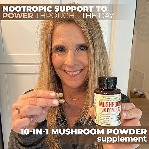 VIMERSON HEALTH 10-IN-1 MUSHROOM SUPPLEMENT LION S MANE, TURKEY TAIL, REISHI, CHAGA MORE FOR ENERGY FOCUS