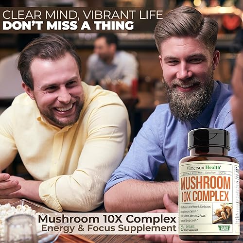 VIMERSON HEALTH 10-IN-1 MUSHROOM SUPPLEMENT LION S MANE, TURKEY TAIL, REISHI, CHAGA MORE FOR ENERGY FOCUS