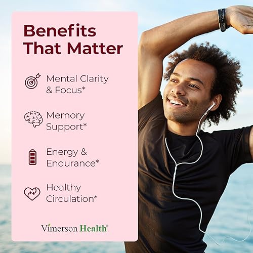 VIMERSON HEALTH ASIAN GINSENG GINKGO BILOBA CAPSULES NOOTROPIC BRAIN, MEMORY ENERGY SUPPLEMENT 60 COUNT