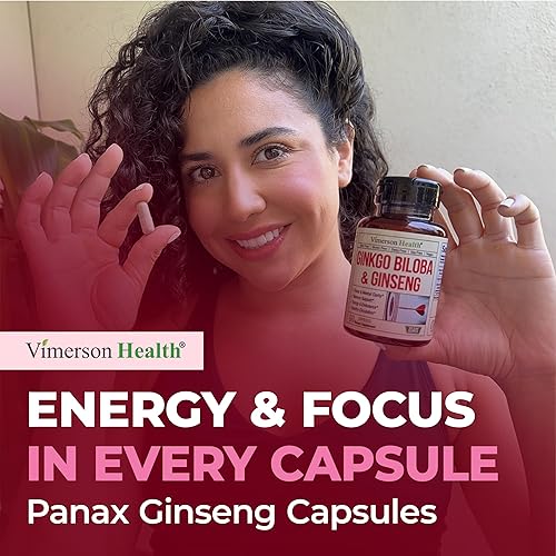 VIMERSON HEALTH ASIAN GINSENG GINKGO BILOBA CAPSULES NOOTROPIC BRAIN, MEMORY ENERGY SUPPLEMENT 60 COUNT