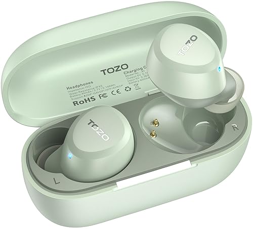 TOZO A1 WIRELESS EARBUDS BLUETOOTH 5.3, IPX5 WATERPROOF, 32 EQ, AI CALLS, CHARGING CASE