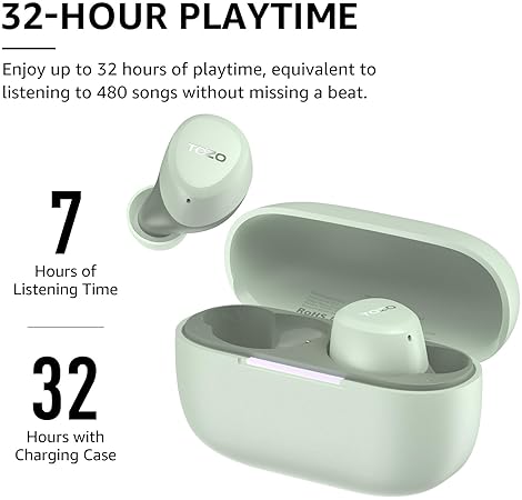 TOZO A1 WIRELESS EARBUDS BLUETOOTH 5.3, IPX5 WATERPROOF, 32 EQ, AI CALLS, CHARGING CASE
